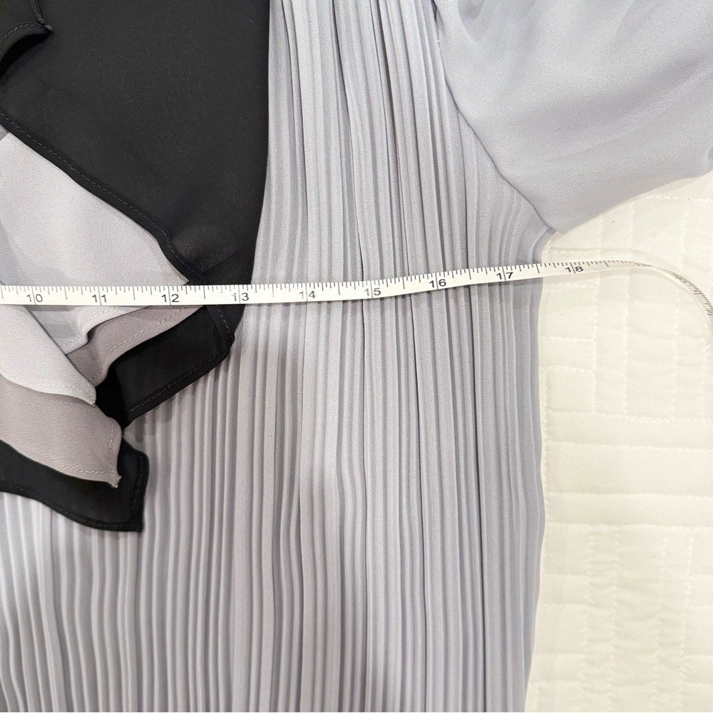 JT Dress pleated dress grey black layered collar‎ long sleeve size S - Picture 6 of 8